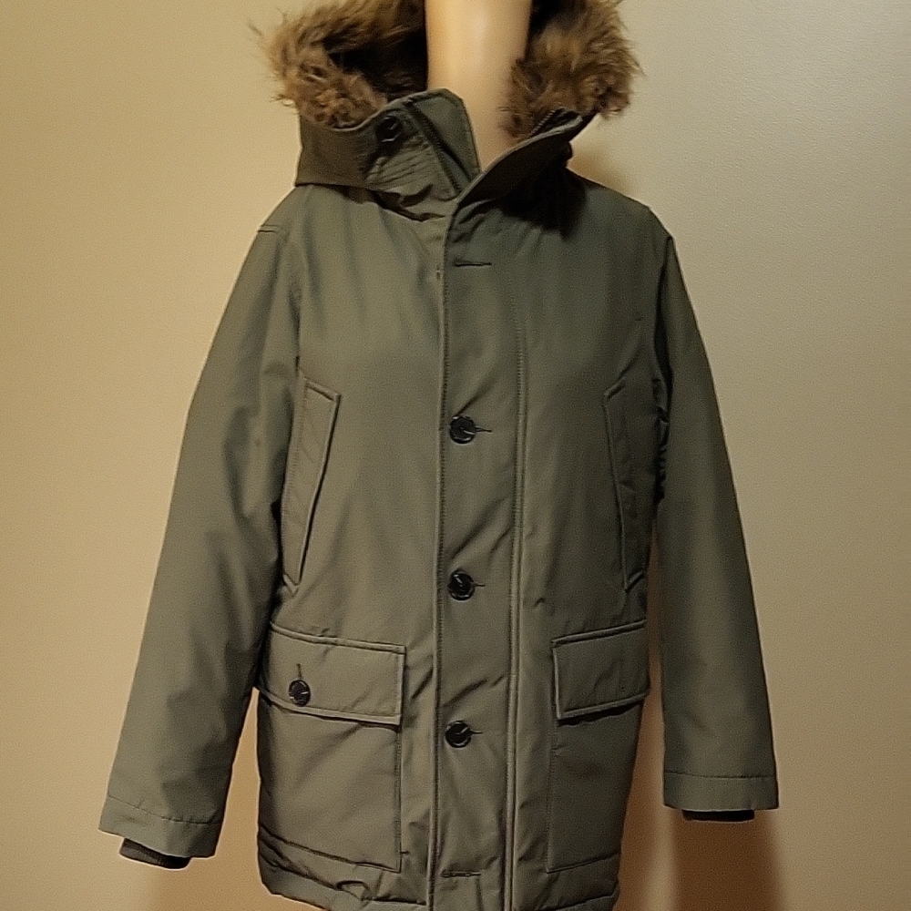 Men's Green Jacket with Fur Hood